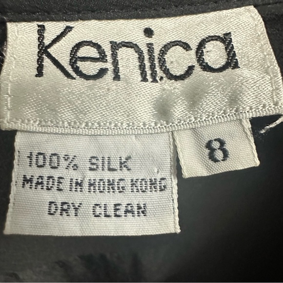 Silk Kenica Black with Textured Leather Accents 2 Pocket Long Sleeve Blouse 8 - Picture 4 of 12